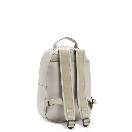 Sacs À Dos Kipling Seoul Small Metallic Tablet Beige | FR 1605TC